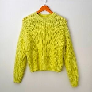 Chunky knit yellow sweater oversized. Yellow sweater. Neon Yellow. Noisy May